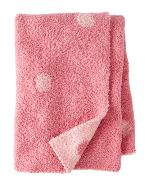 Frazada Carters de felpa rosada para niña con estampado de puntos, suave y acogedora.