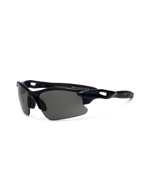Lentes de sol Real Shades Blaze negras con lentes oscuras, ideales para niños de 7+ años y protección UV.