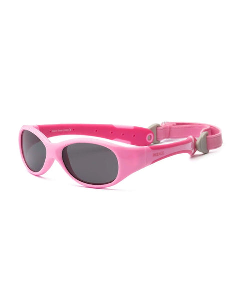 Gafas de sol Real Shades Explorer rosa para niña de 2+ años con banda ajustable y lente polarizada.