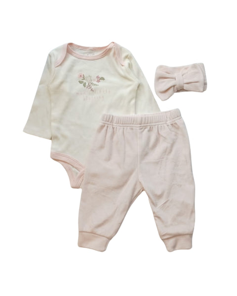 Conjunto Kyle & Deena 3 piezas: body manga larga, Jogger y accesorio para el cabello multicolor para niña