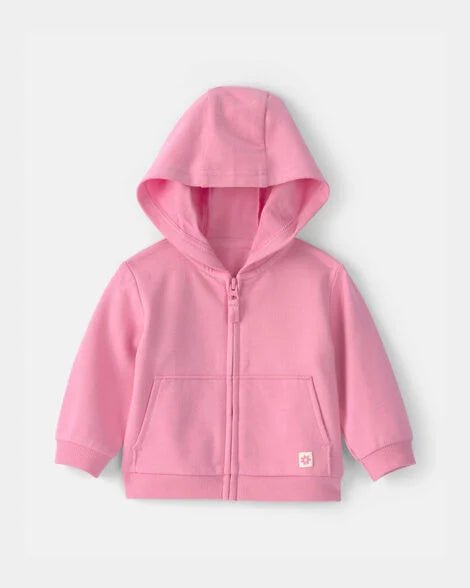 Sudadera rosada Carter's French Terry para bebé niña con capucha y cierre frontal, suave