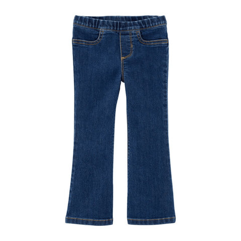 Jeans Carters azul acampanado para niña, tela suave y cintura elástica para comodidad diaria.