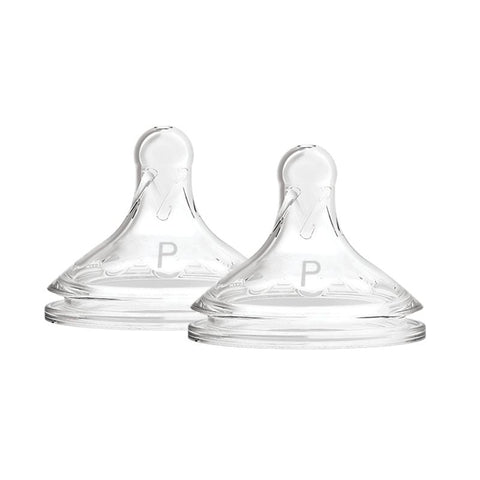Dos mamones de silicón Dr. Brown's Preemie Options+ CA, transparentes, ideales para recién nacidos.