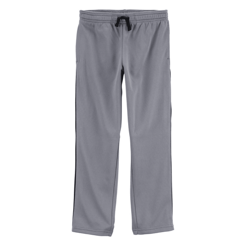 Pantalón deportivo gris Carter's para niño con jareta negra y franjas laterales.