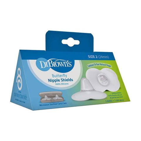 Caja de Pezoneras Butterfly Dr. Brown's, talla 2 (24mm), 100% silicona, con estuche esterilizador.