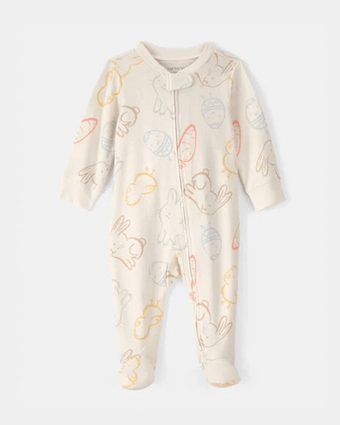 Pijama enterizo Carter's de algodón estampado con conejitos y huevos de Pascua para bebé.