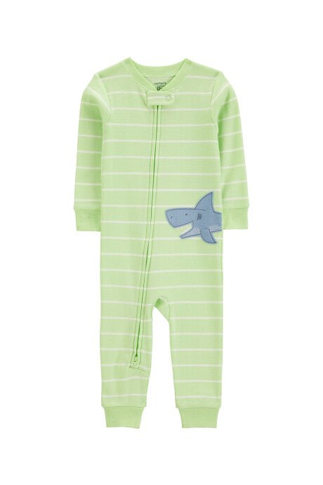 Pijama Carters sin pies y zipper diseño de tiburon verde de algodón para niño - Kinder Guatemala - Para dormir