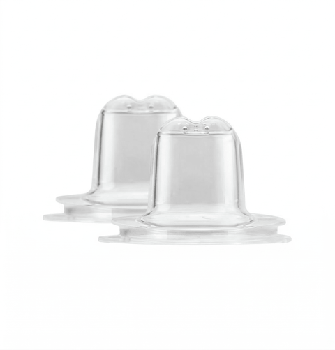 Dos boquillas de transición transparentes de silicona para pacha de cuello delgado. Ideales para bebés.