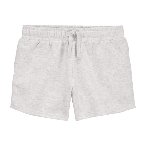 Short Carters de niña, color gris melange, con cordón ajustable en la cintura, ideal para el día a día.