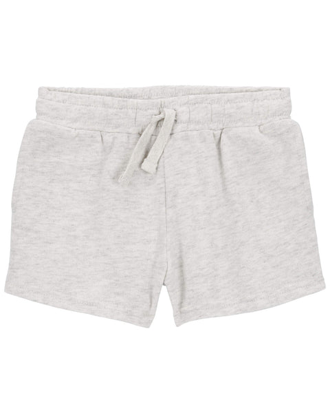 Short Carters gris de algodón con cordón en la cintura para niña, ropa cómoda para bebé.