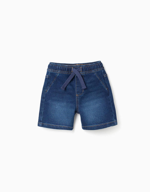 Short de mezclilla Zippy azul oscuro para bebé con pretina elástica y cordón ajustable para un
