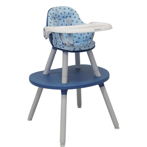 Silla Alta Convertible 3 en 1 Bistro azul con puntos, para bebés y niños, con mesa de juegos.