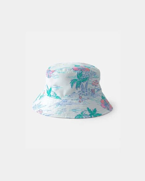 Sombrero de playa Carter's para bebé, estampado tropical de palmeras y flores coloridas.