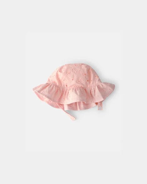 Sombrero de sol rosa para niña Carter's con ojales y olanes. Protección UV y estilo para bebé.