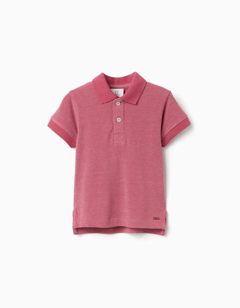 Polo de algodón Zippy para bebé en rosa oscuro, vista frontal con botones.