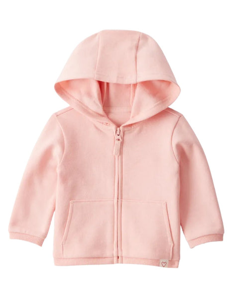 Sudadera rosada Carters de fleece con capucha y zipper para niña, ideal para mantenerla abrigada.