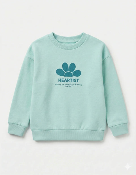 Sudadera Zippy de niña azul claro con estampado de flor azul oscuro 'Heartist' en el centro