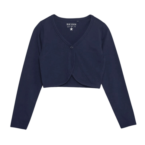 Torerita azul marino Blue Seven para niña con botón, ideal para looks casuales y elegantes.