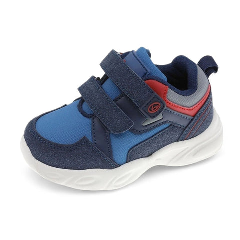 Tenis deportivos Beppi azules para niño con doble velcro, piel sintética y textil, suela ligera.