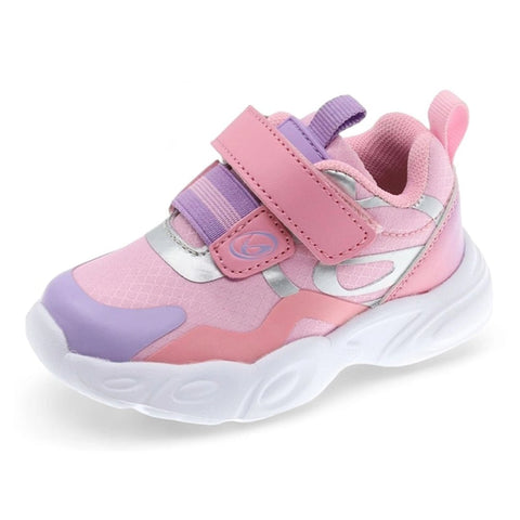 Tenis Beppi para niña rosados, morados y blanco con doble velcro ajustables, ideales para jugar.