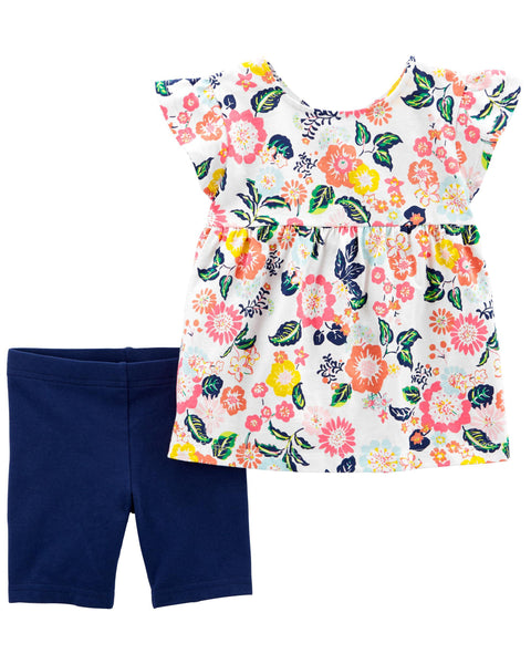 Carters Playwear Conjunto blusa sin manga floral y leggins multicolor