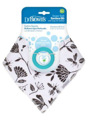 Dr. Browns Babero Bandana Flores y Bichos con Pepe Turquesa