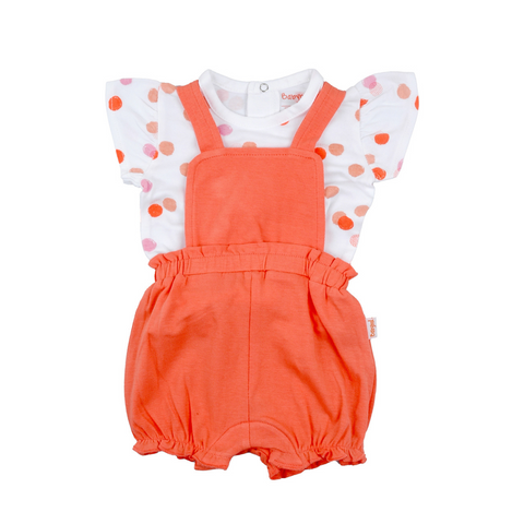 Conjunto Babybol short de gabacha y blusa manga corta naranja niña