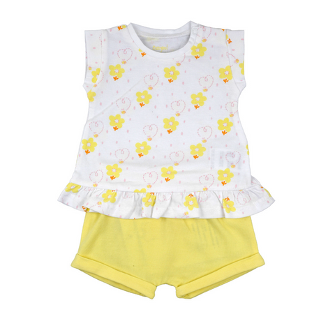 Conjunto Baby Bol short y blusa sin manga amarillo niña