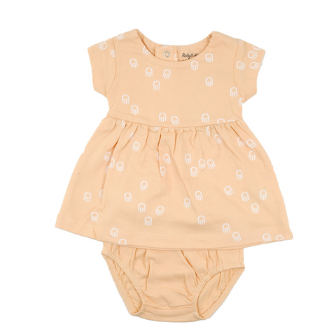 Conjunto vestido Babybol manga corta y calzoncito peach niña