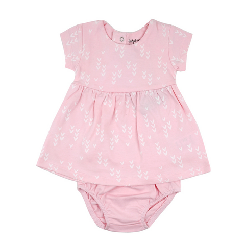 Vestido  Baby Bol  manga corta con calzoncito rosado niña