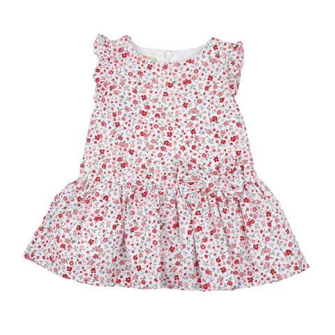 Vestido Babybol sin mangas estampado floral rojo niña