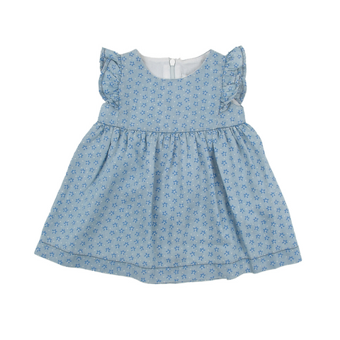 Vestido BabyBol acampanado vuelo en manga estampado azul niña