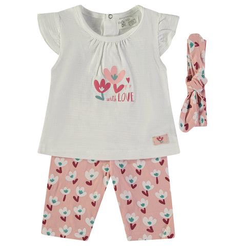 Conjunto 2 piezas + Cinta Babybol blusa-leggins y cinta happy with love
