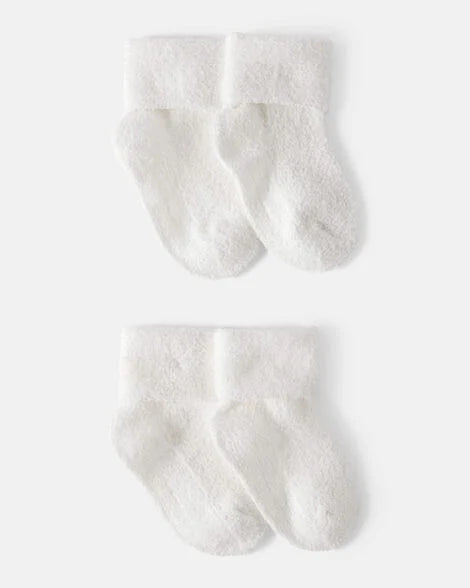 CARTERS - 4 pk calcetines de chenille doblados, blancos