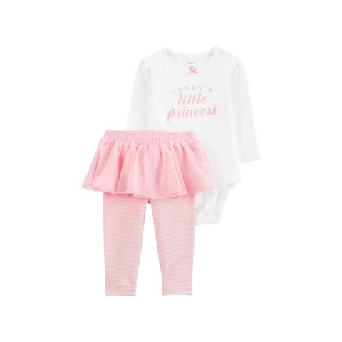 Conjunto Carters leggins con tutu y body manga larga rosado niña