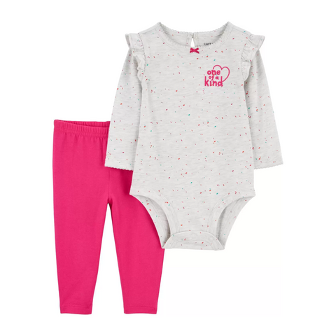 Conjunto Carter's Baby body con vuelo en manga y leggins floral rosado