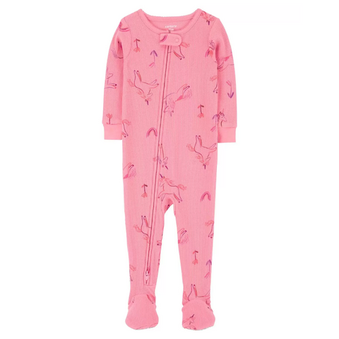 Pijama termica Carters con pies y zipper diseño unicornio fusia niña