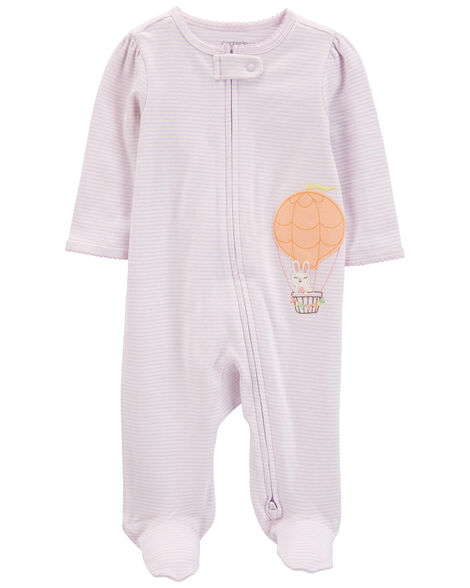 Pijama Carters Baby con pies rayada diseño Globo Aerostático Conejito para niña