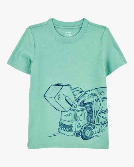 T-shirt Carters manga corta con estampado de construcción para niño color Verde