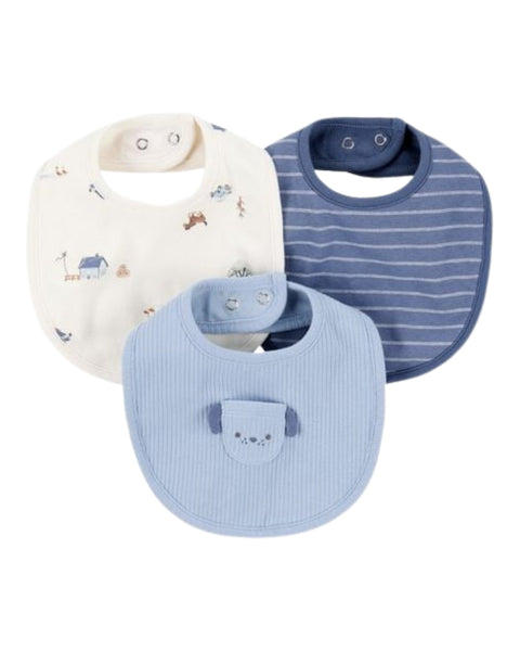 3 Pack baberos Carters diseño de perros multicolor para niño