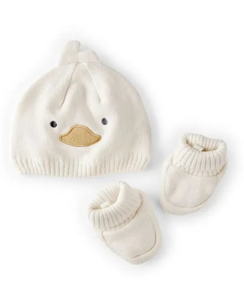 Caja de regalo Carters: gorrito y guantes diseño de pato color beige unisex