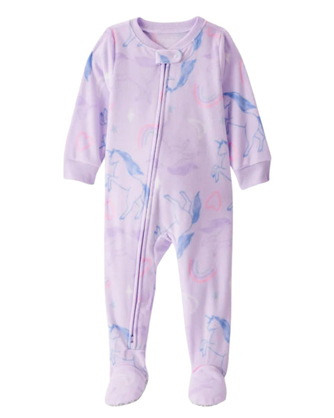 Pijama Carters con zipper y pies estampada color lila para niña