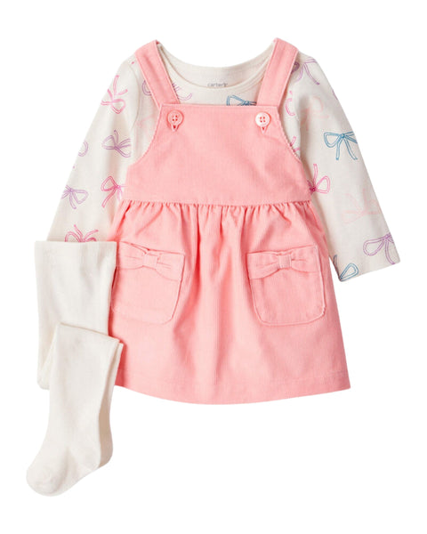 Conjunto Carters 3 piezas: Jumper con bolsitas, body manga larga y mallas para niña