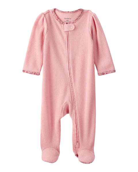 Pijama Carters conpiez y zipper estampada de rib para niña