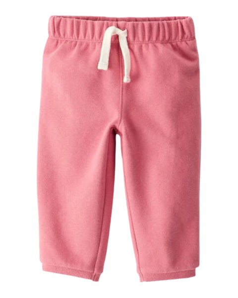Pantalón Carters con pitas color rosado de fleece para niña
