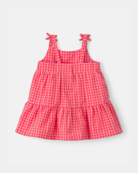 IG Dress Pink Gingham Seersucker