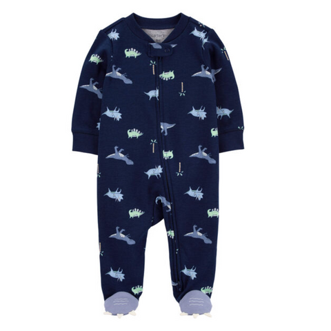 Pijama Carters Baby con pies azul diseño de Dinosaurio para niño