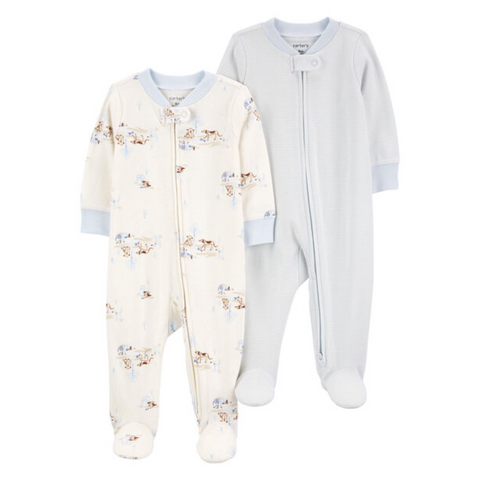 Conjunto Carters Baby 2 piezas Pijamas con pies zipper de 2 vías multicolor niño
