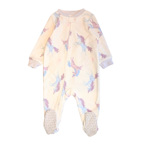 Pijama Carters con pies y zipper estampado de unicornio para niña