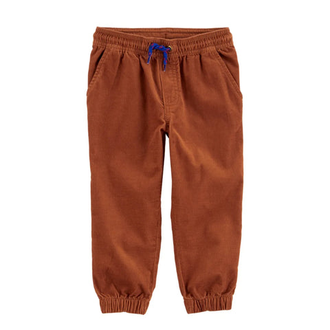 Pantalón Carters de corduroy con pita en la cintura y resorte en tobillos kaki para niños